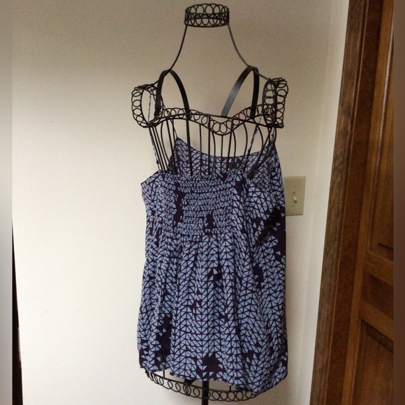 Theory Silk Blue Camisole Smocked Back Blouse, Large - Picture 4 of 8